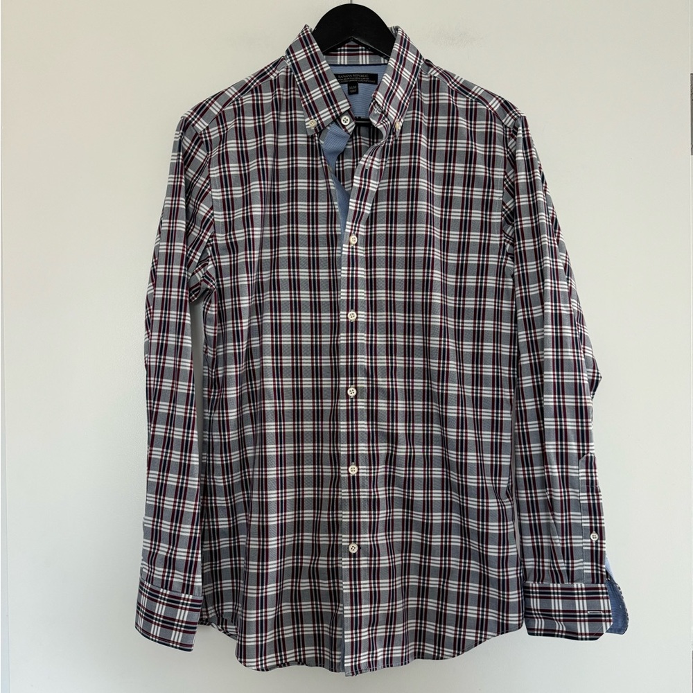 Banana Republic Plaid Non Iron Tailored Slim Fit Shirt